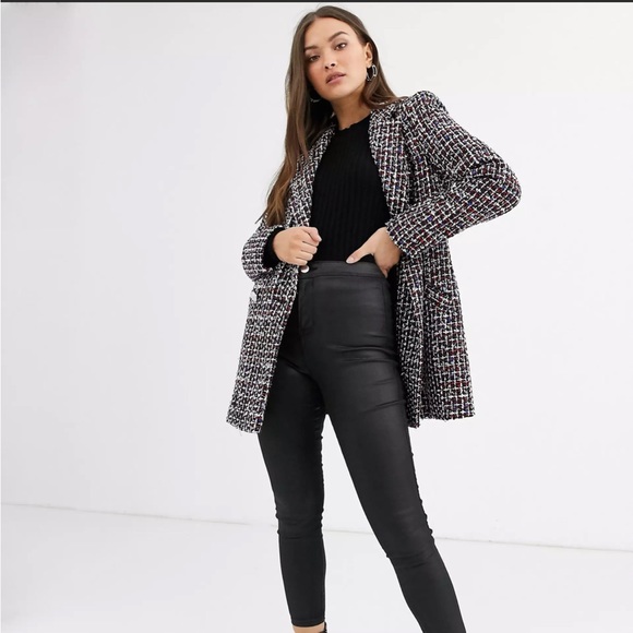 River Island Boucle Blazer in Red Check Size 10 UK - Picture 7 of 9